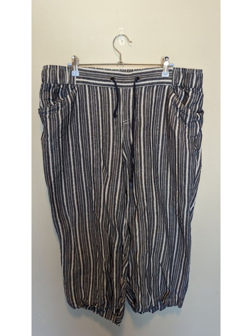 Lane Bryant Striped Linen Blend Drawstring Pants Size 14